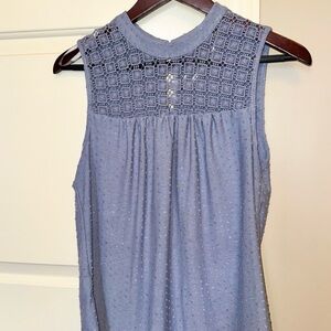 Daniel Rainn Textured Sleeveless Blue Blouse